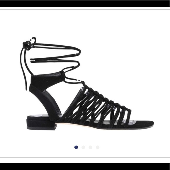 black suede lace up sandals - Picture 1 of 5